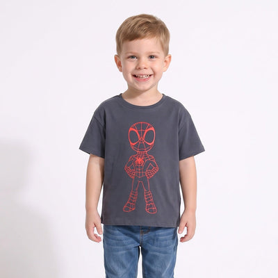Polera Manga Corta Niño Spidey Marvel Outline Gris