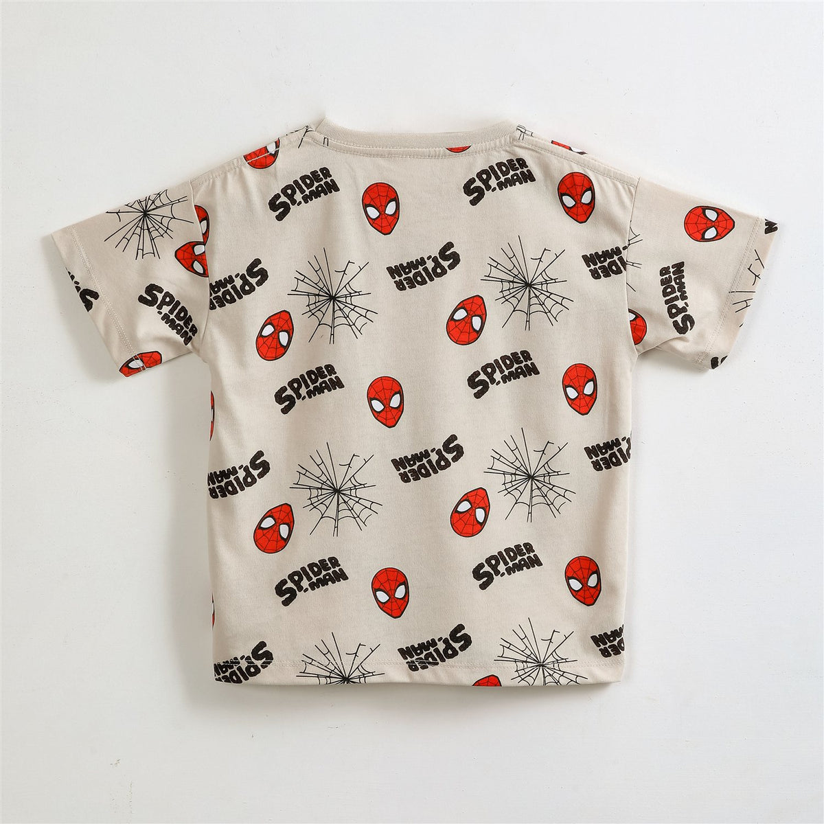 Polera Manga Corta Niño Spiderman Marvel Full Print Beige