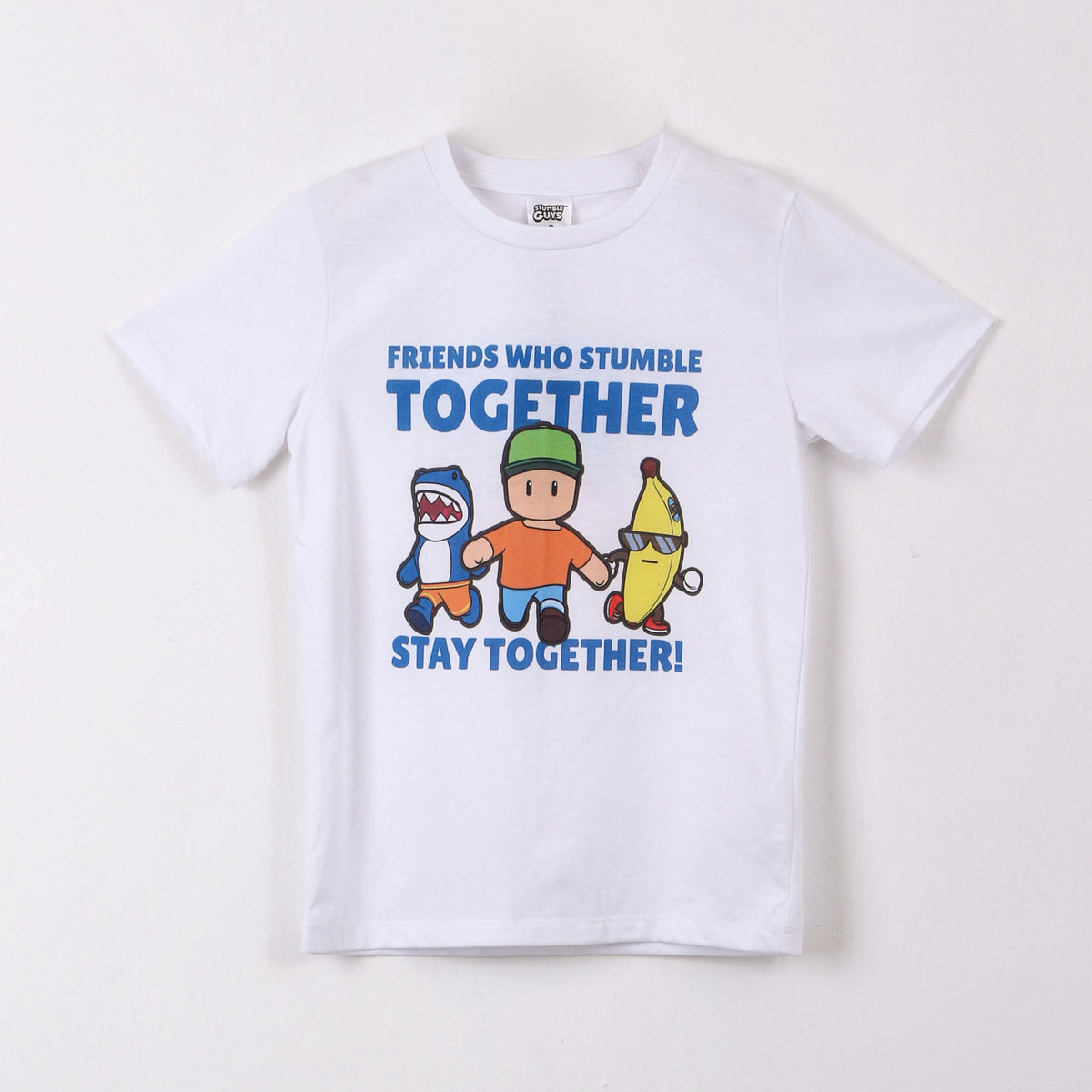 Polera Manga Corta Niño Stumble Guys Personajes Blanco