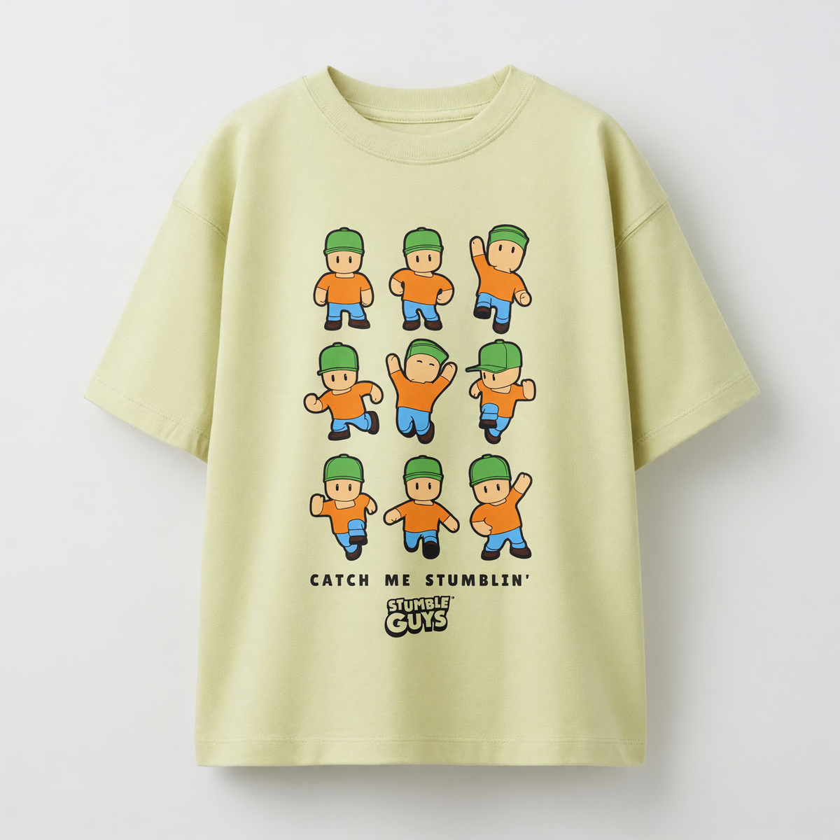 Polera Manga Corta Niño Stumble Guys Estampado Verde