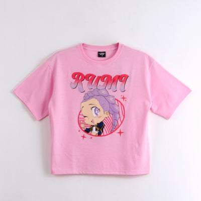Polera Manga Corta Niña Rumi Cute Rosado Kpop Demon Hunters