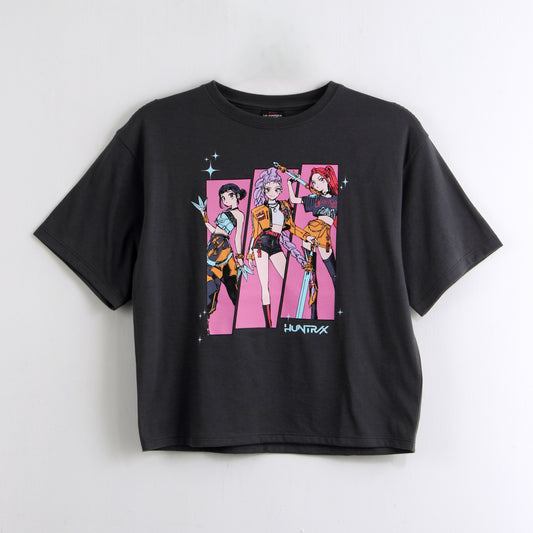 Polera Manga Corta Niña Huntr/x Gris Kpop Demon Hunters - Poleras Chile | The Brands Club cl