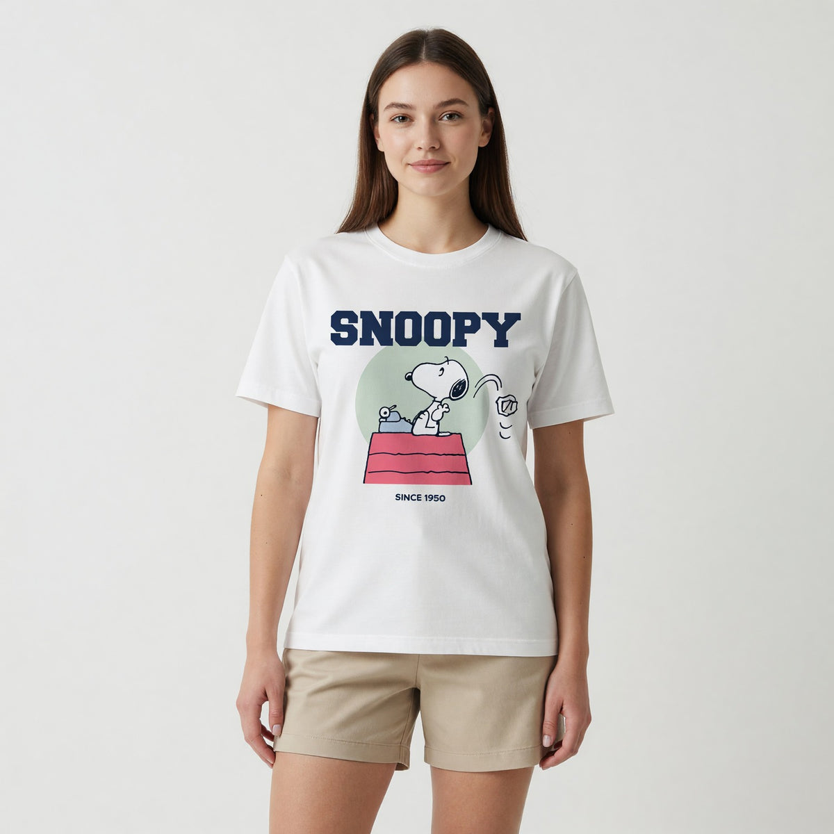 Polera Manga Corta Mujer Snoopy Casa Blanco - Poleras Chile | The Brands Club cl
