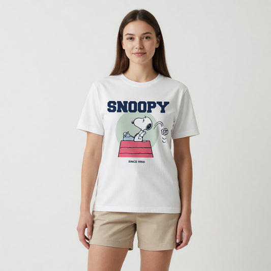 Polera Manga Corta Mujer Snoopy Casa Blanco - Poleras Chile | The Brands Club cl