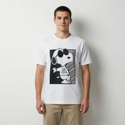 Polera Manga Corta Hombre Snoopy Joe Cool Blanco