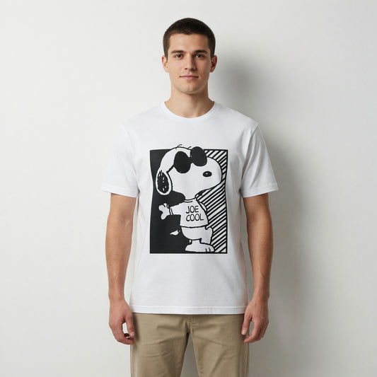 Polera Manga Corta Hombre Snoopy Joe Cool Blanco - Poleras Chile | The Brands Club cl