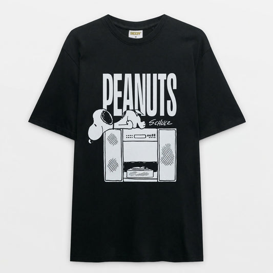 Polera Manga Corta Hombre Snoopy Music Negro - Poleras Chile | The Brands Club cl
