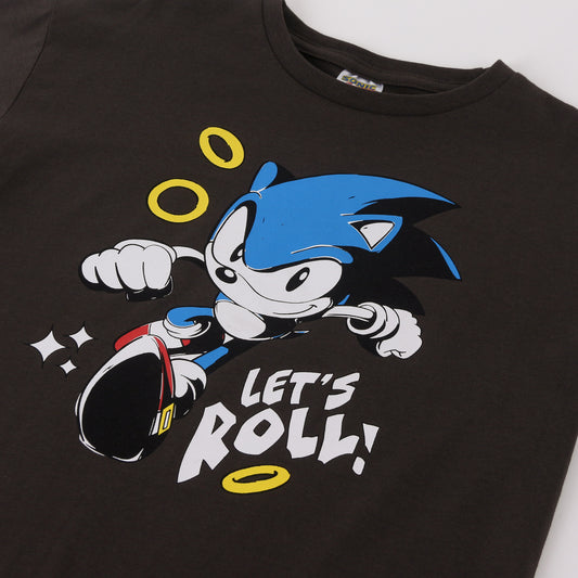 Polera Manga Corta Niño Sonic Gris Oscuro - Poleras Chile | The Brands Club cl