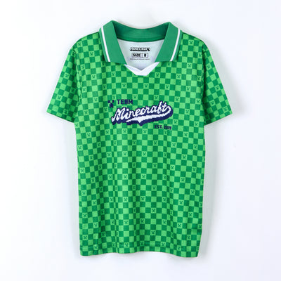 Polera Manga Corta Niño Minecraft Futbol Verde