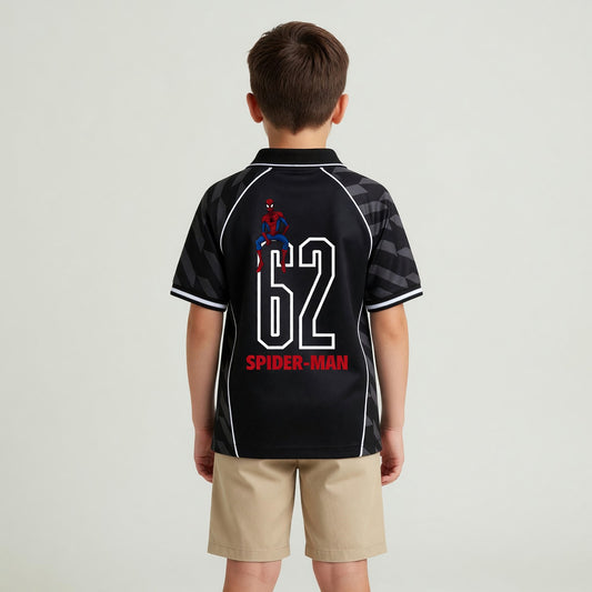 Polera Manga Corta Niño Spiderman Marvel Futbol Negro - Poleras Chile | The Brands Club cl