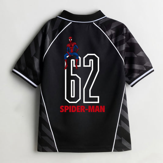 Polera Manga Corta Niño Spiderman Marvel Futbol Negro - Poleras Chile | The Brands Club cl