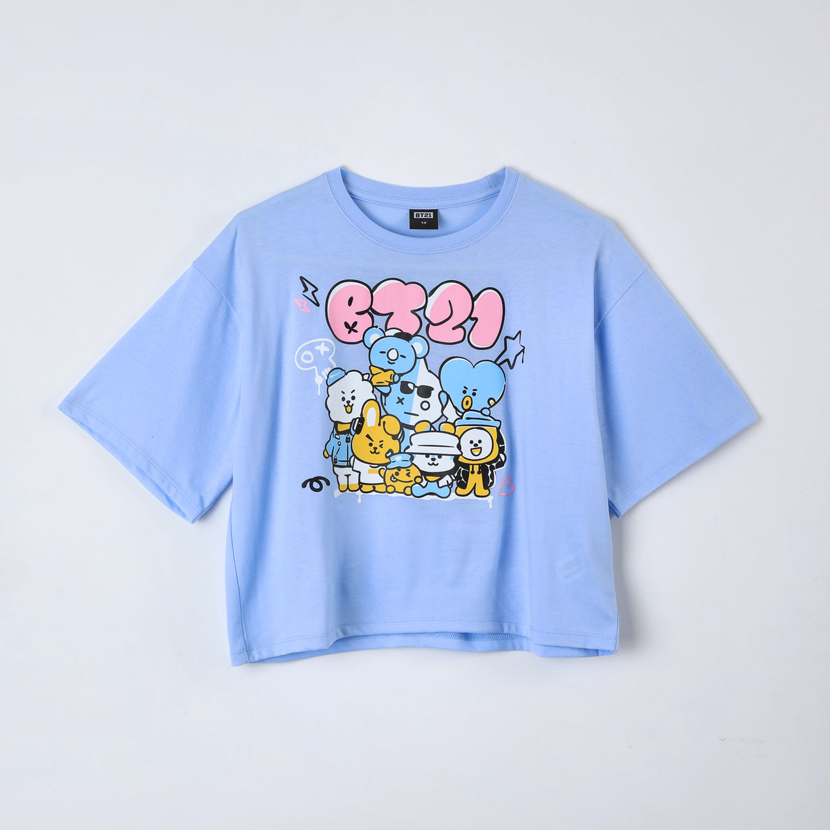 Polera Manga Corta Niña Celeste BT21