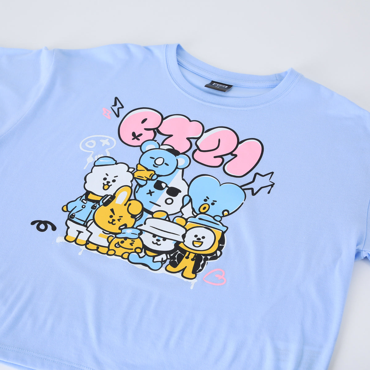 Polera Manga Corta Niña Celeste BT21