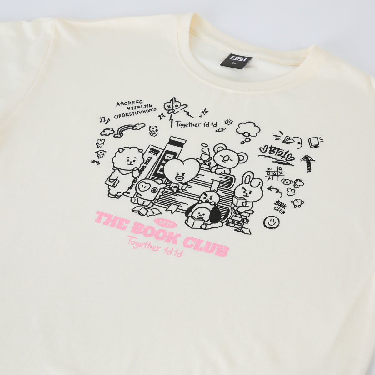 Polera Manga Corta Niña Beige Book Club BT21