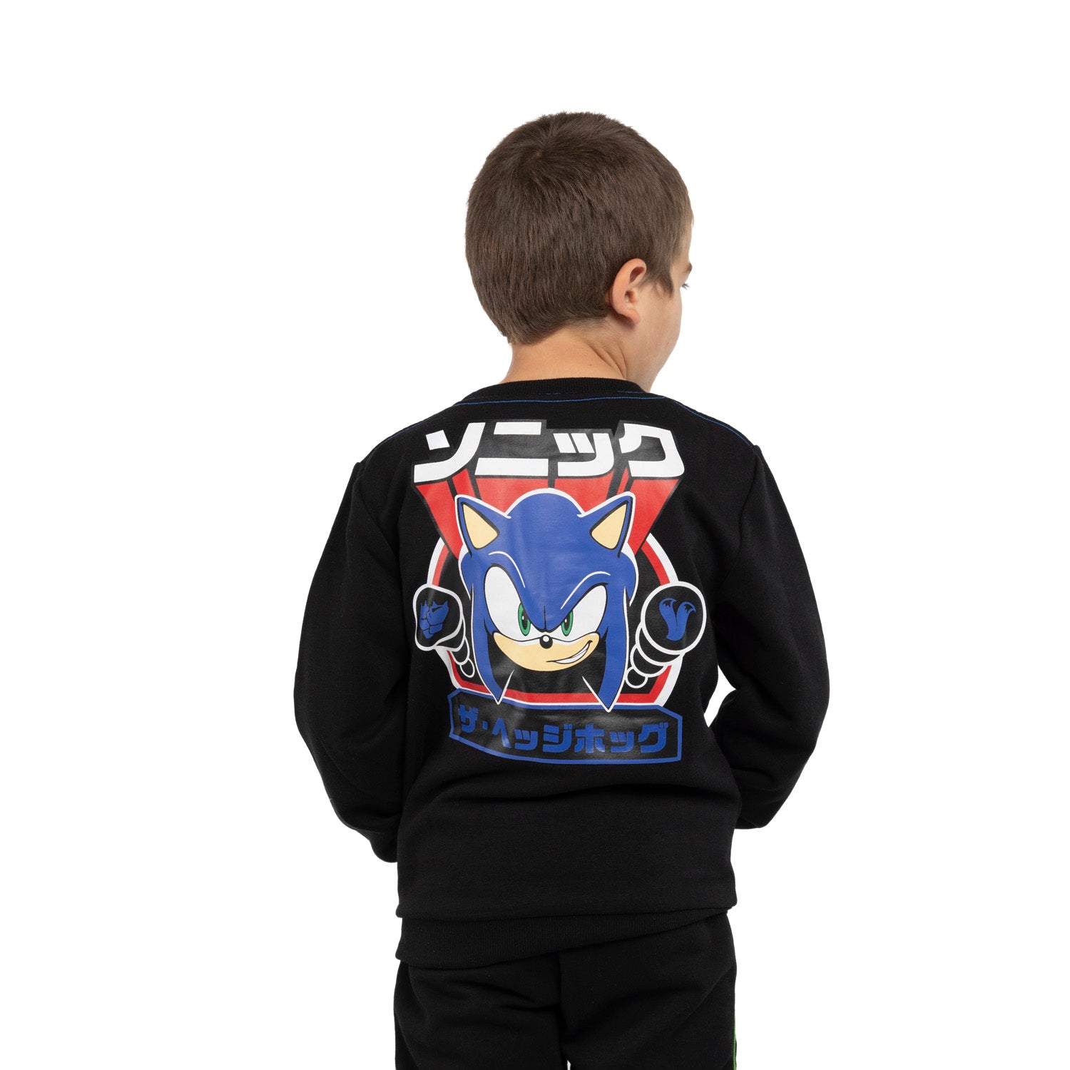 Poleron Niño Logo Espalda Sonic Negro