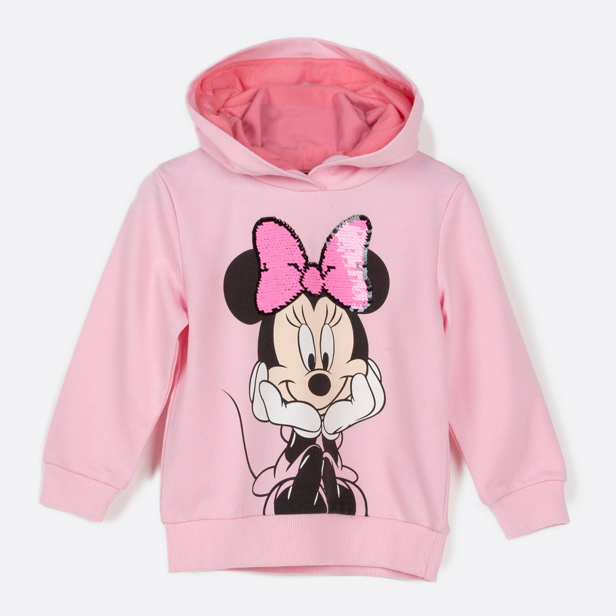Poleron Con Gorro Niña Moño Minnie Rosado Disney - Polerones Chile | The Brands Club cl