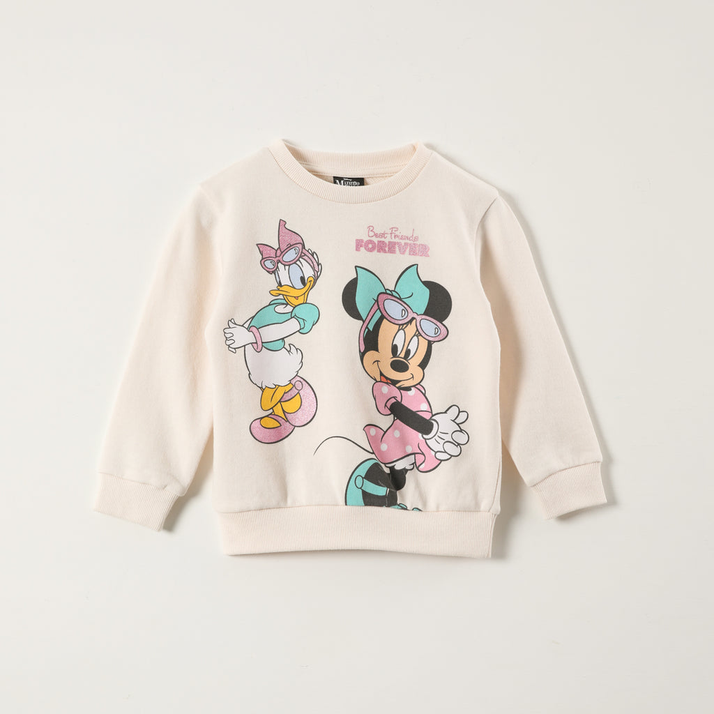 Poleron Cerrado Niña Daisy y Minnie Beige Disney