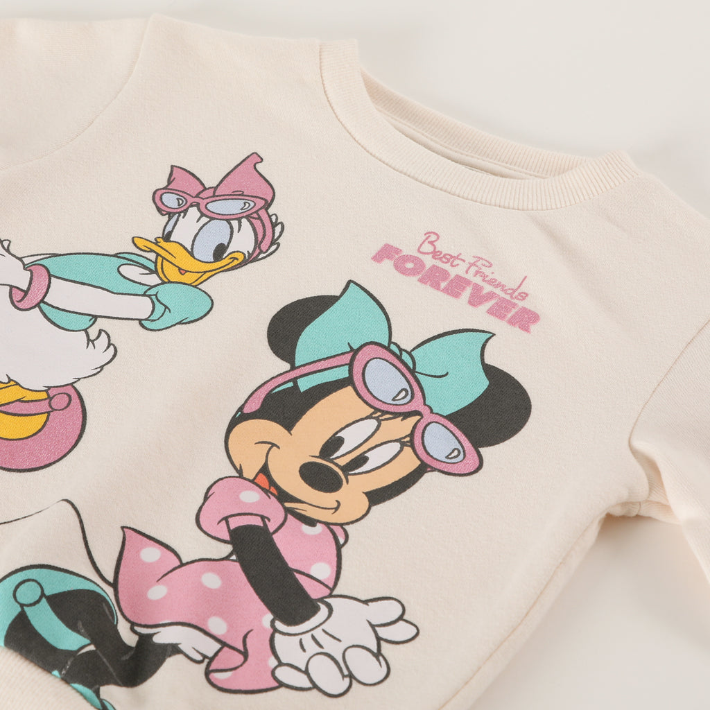 Poleron Cerrado Niña Daisy y Minnie Beige Disney