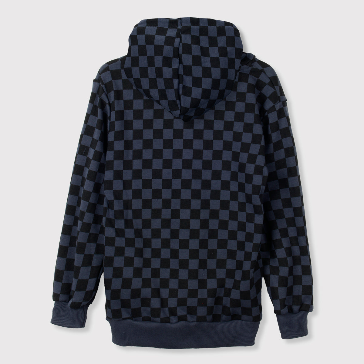 Poleron Con Gorro Niño Cuadros Negro Sonic