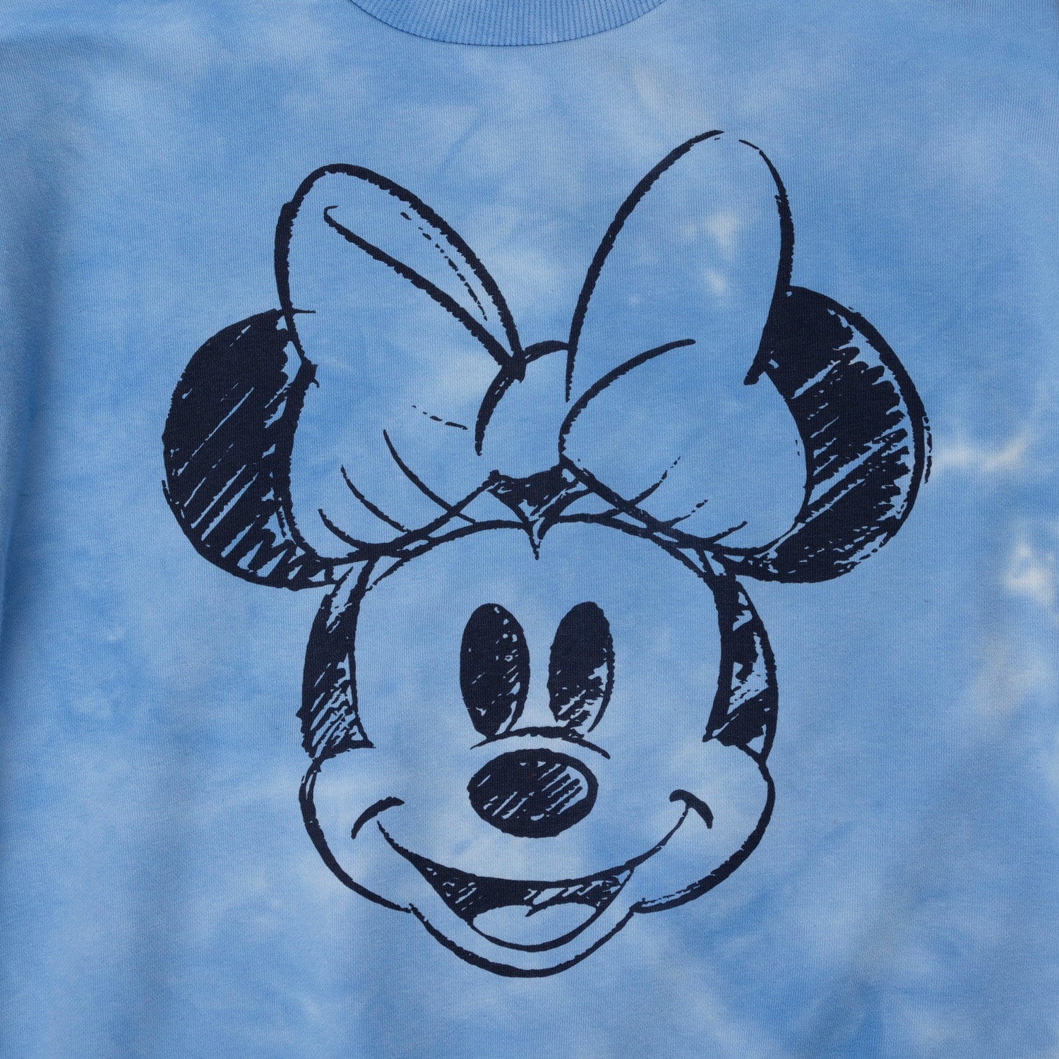 Poleron Cerrado Niña Minnie Lineal Tie Dye Celeste Disney