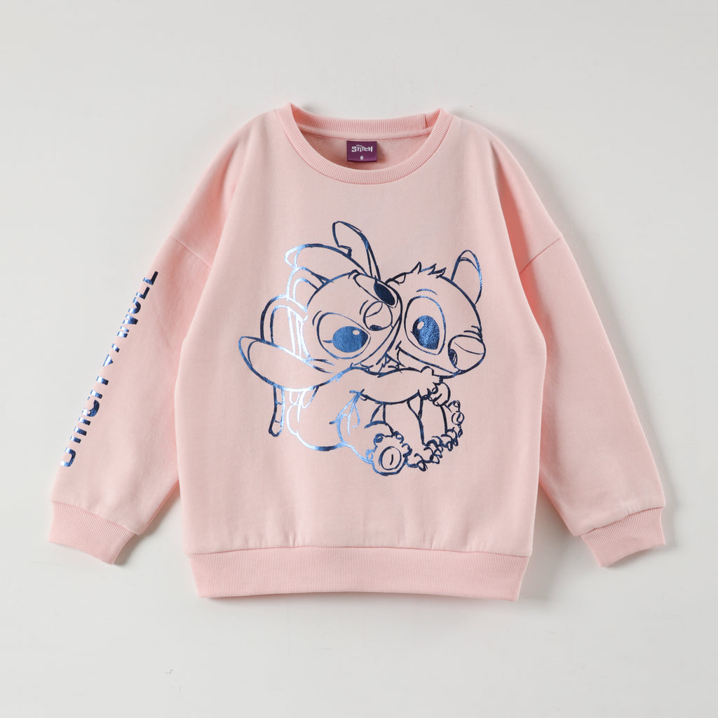 Poleron Cerrado Niña Lilo & Stitch Details Rosado Disney