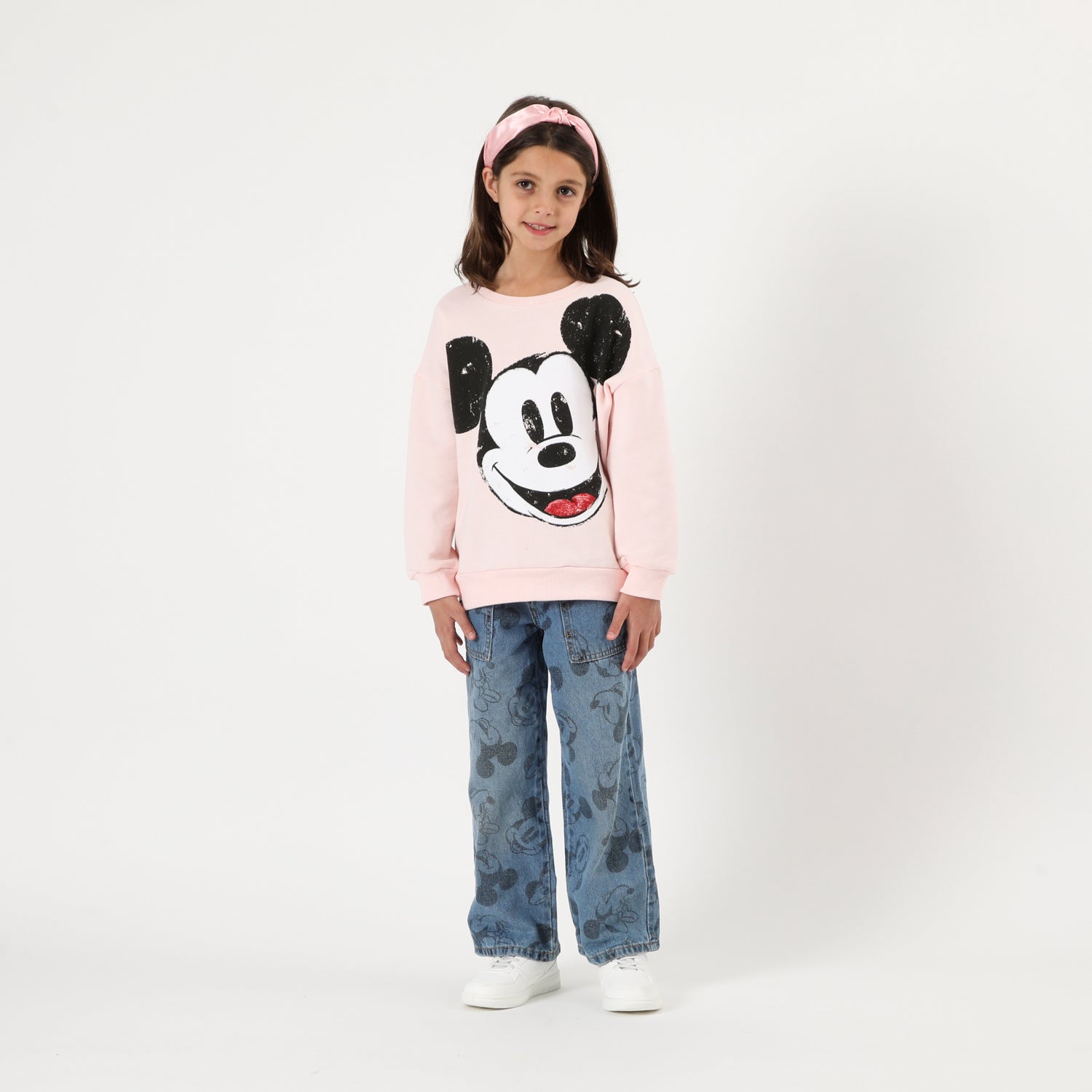 Poleron Cerrado Niña Mickey Happy Rosado Disney
