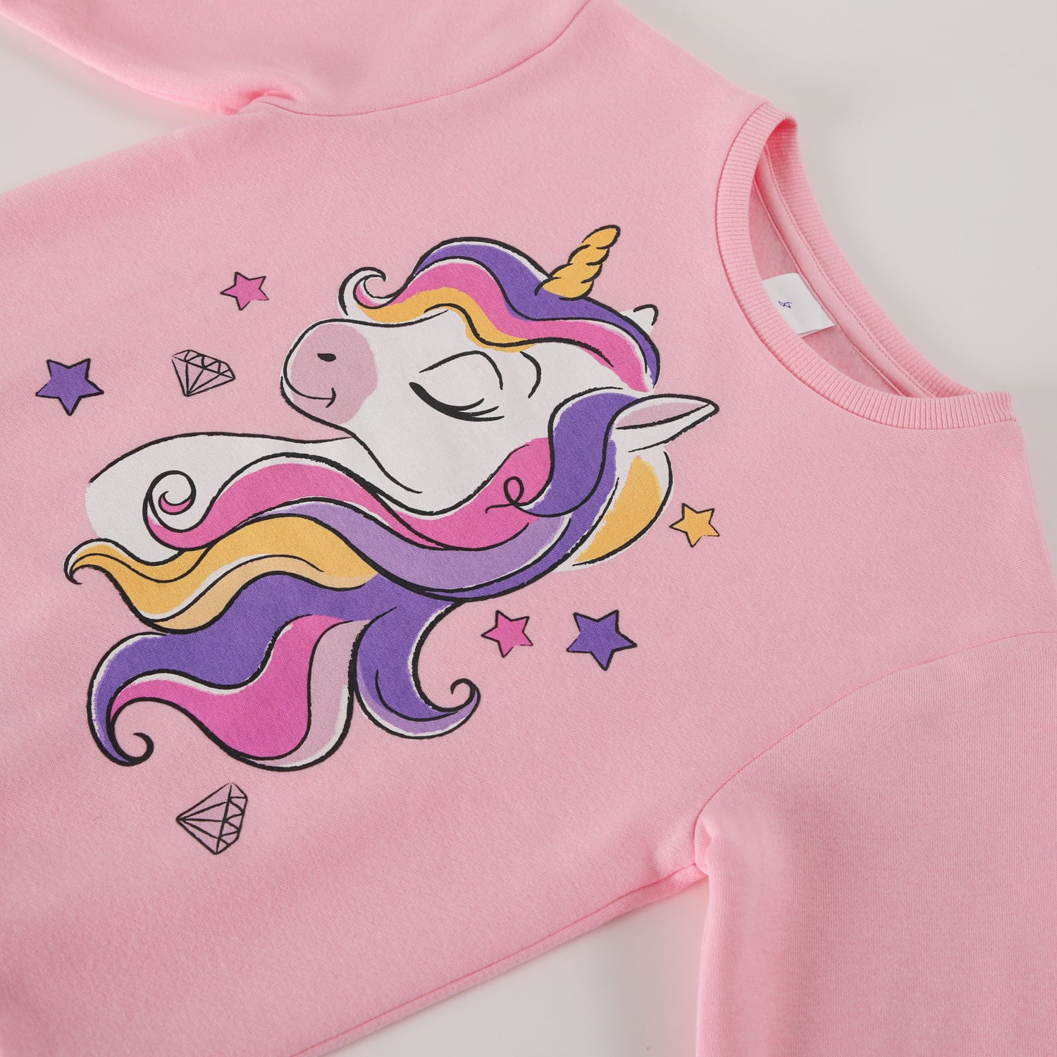 Poleron Niña Diamonds Rosado Unicornio