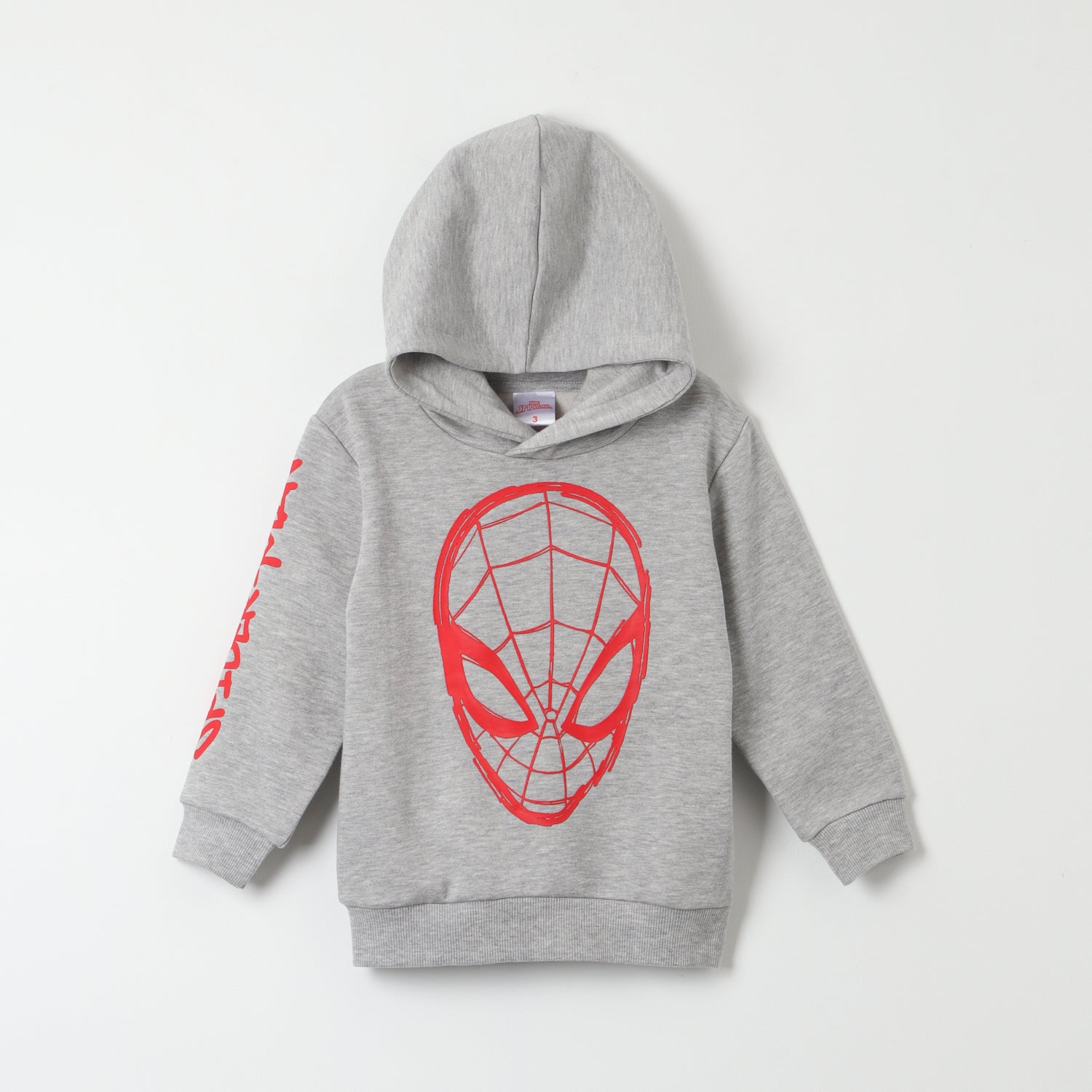 Poleron Cerrado Con Gorro Niño Spiderman Web Gris Marvel