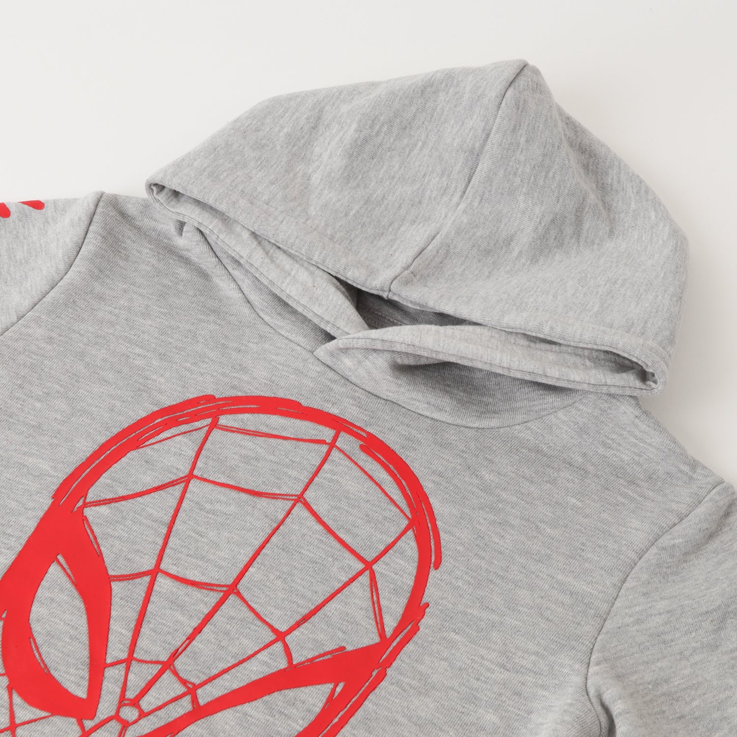 Poleron Cerrado Con Gorro Niño Spiderman Web Gris Marvel