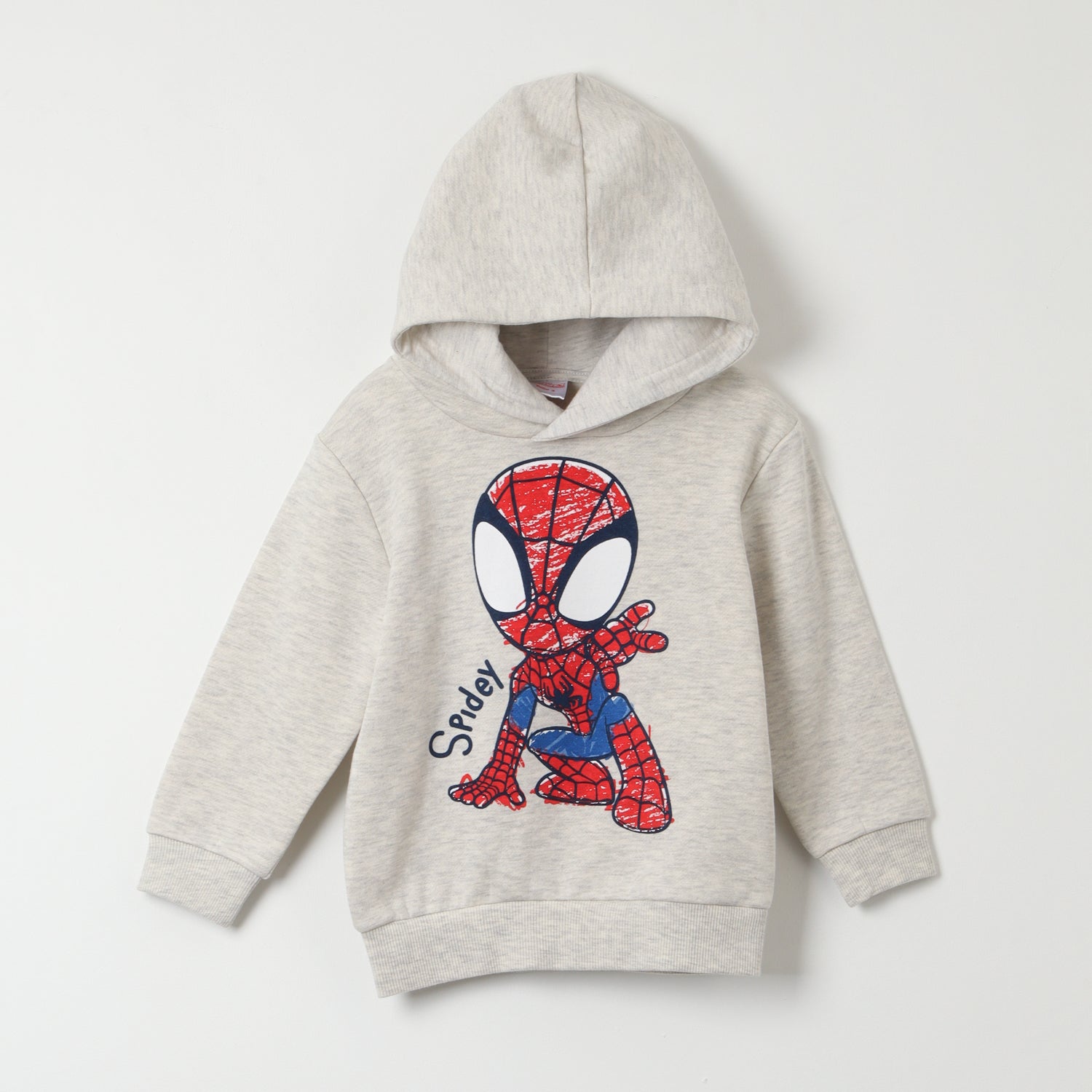 Poleron Cerrado Con Gorro Niño Spidey Pose Gris Marvel