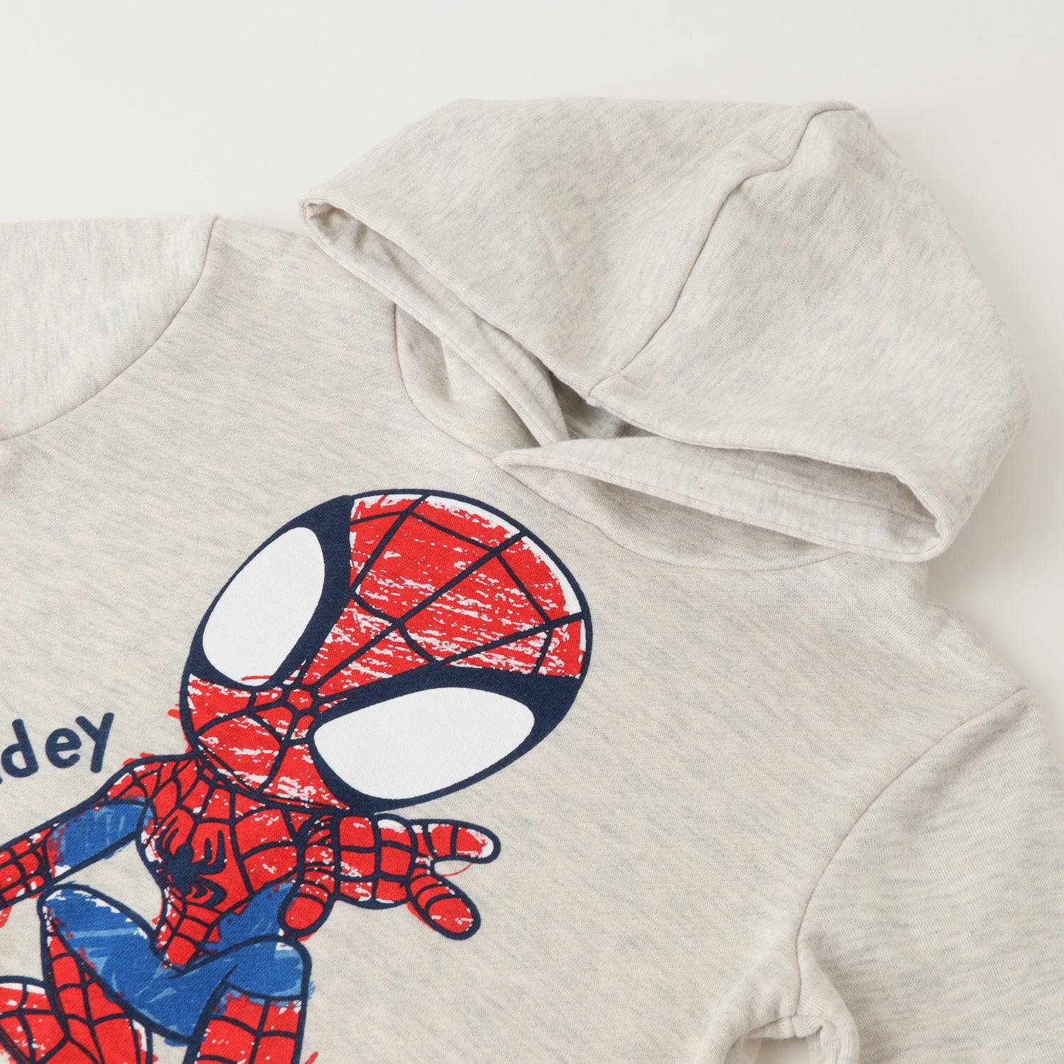 Poleron Cerrado Con Gorro Niño Spidey Pose Gris Marvel
