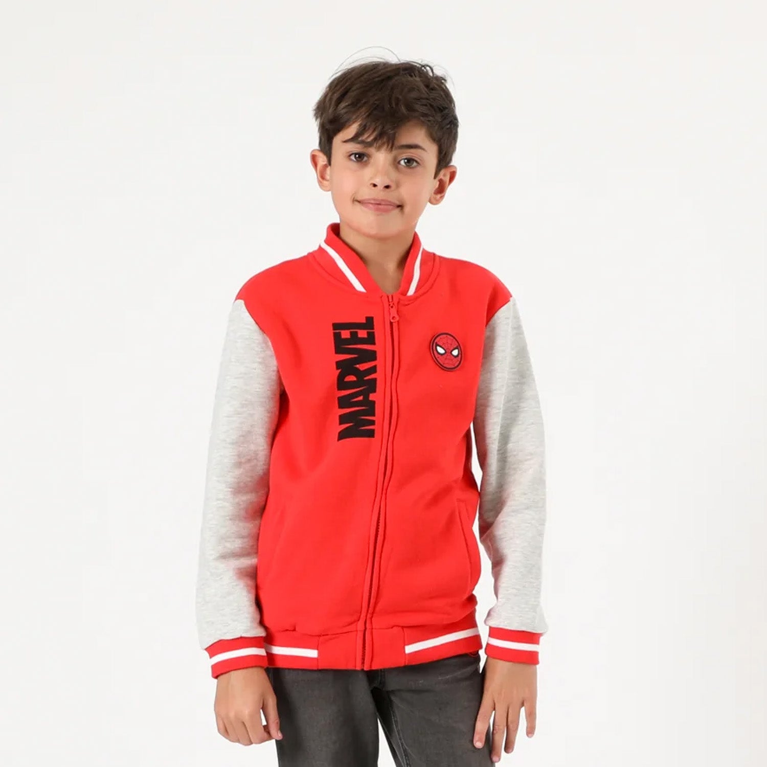 Poleron Niño Spiderman Head Logo Rojo Marvel