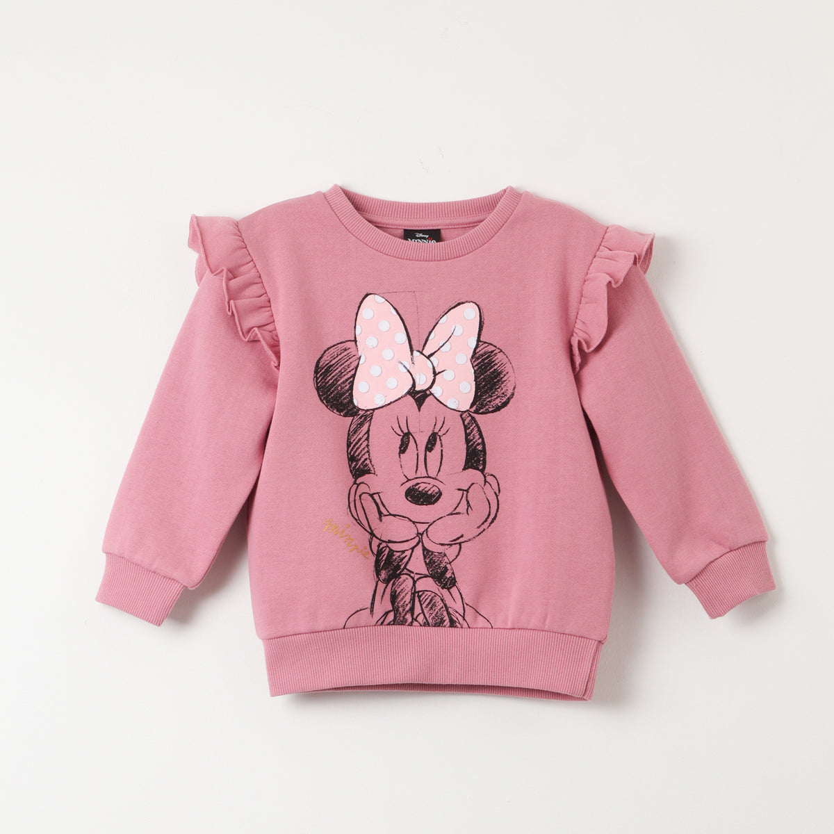 Poleron Cerrado Niña Minnie Sparkle Rosado Disney