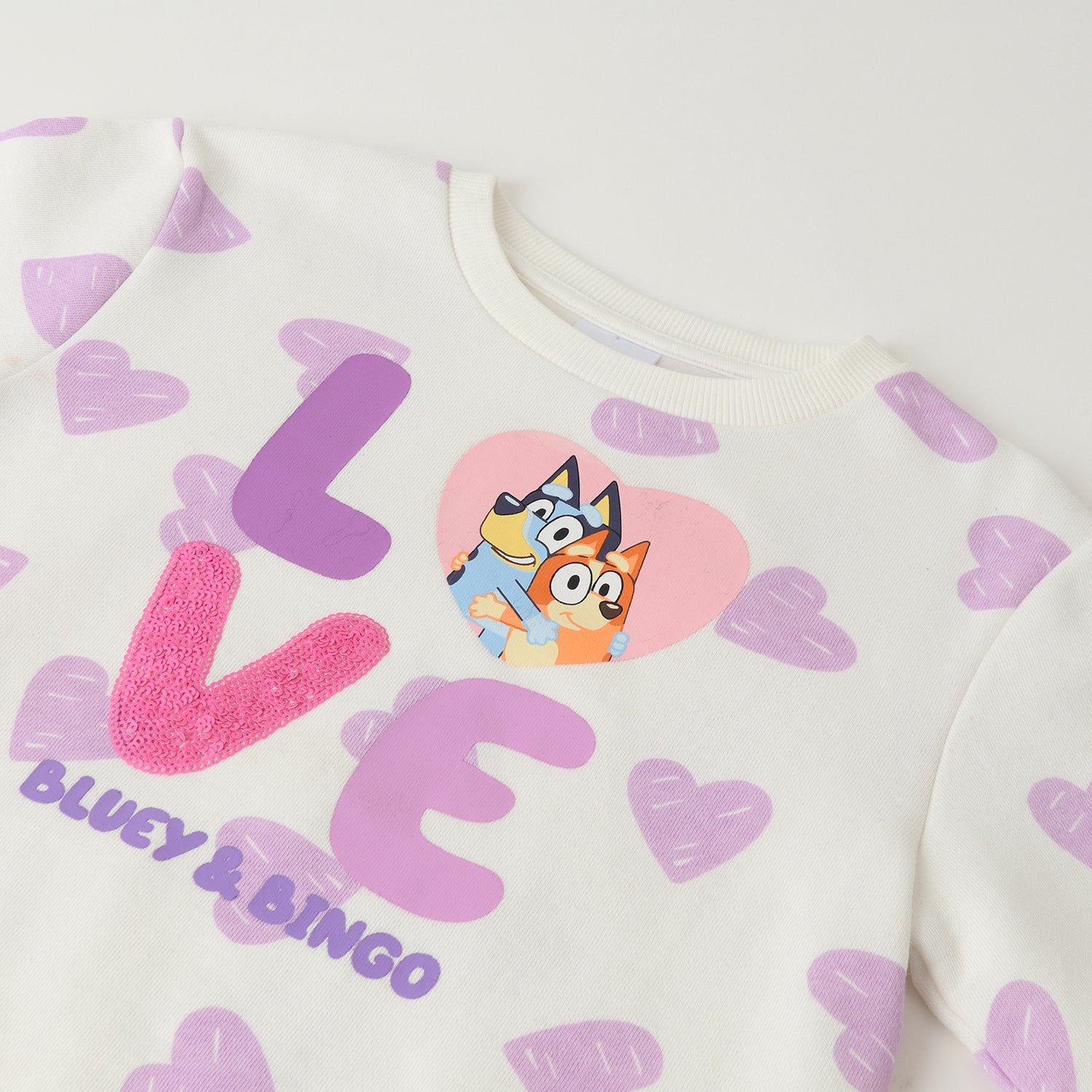 Poleron Cerrado Niña Love Blanco Bluey