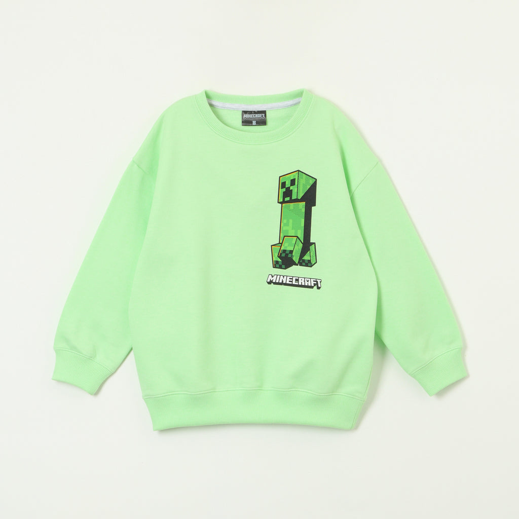 Poleron Cerrado Niño Creeper Logo Amarillo Minecraft