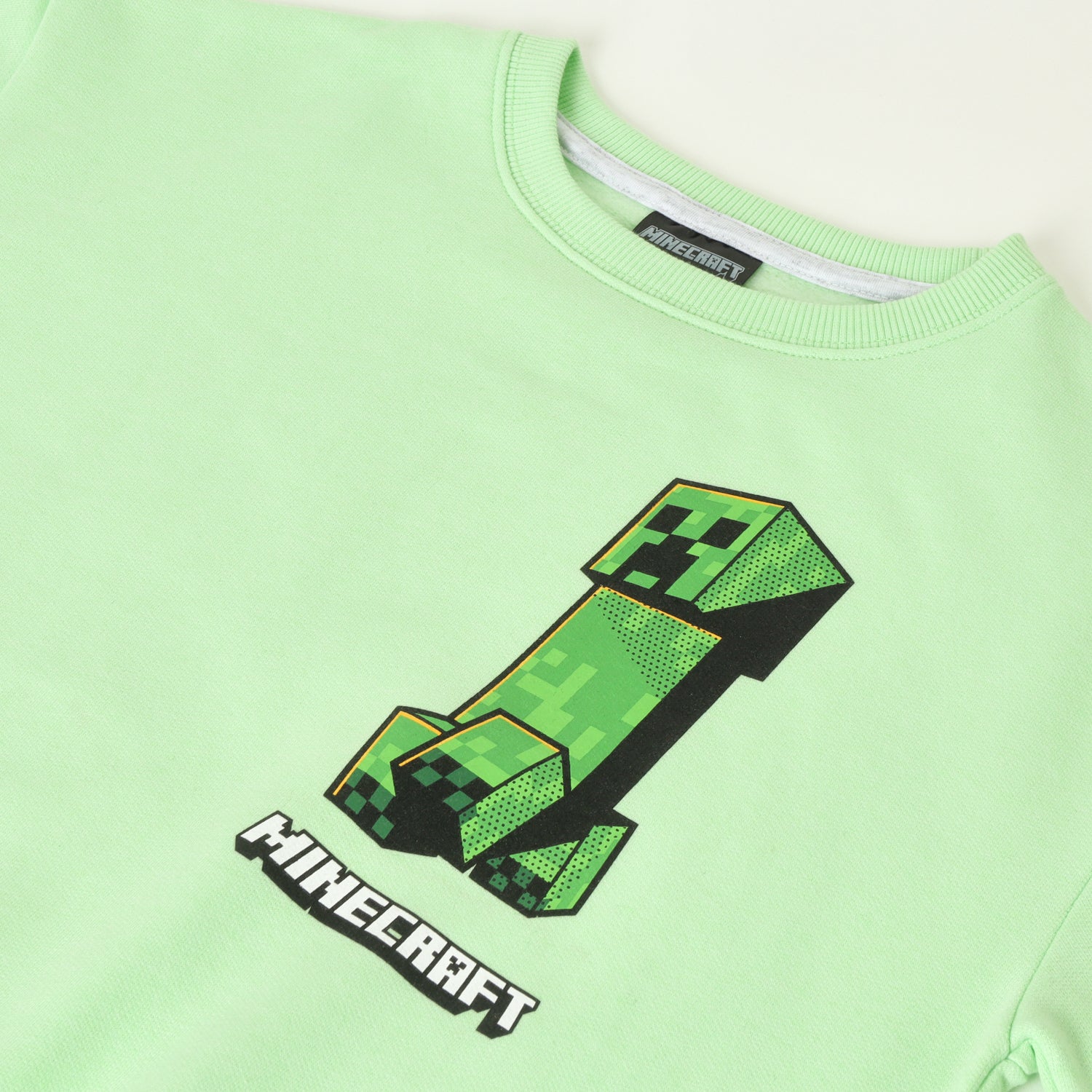 Poleron Cerrado Niño Creeper Logo Amarillo Minecraft