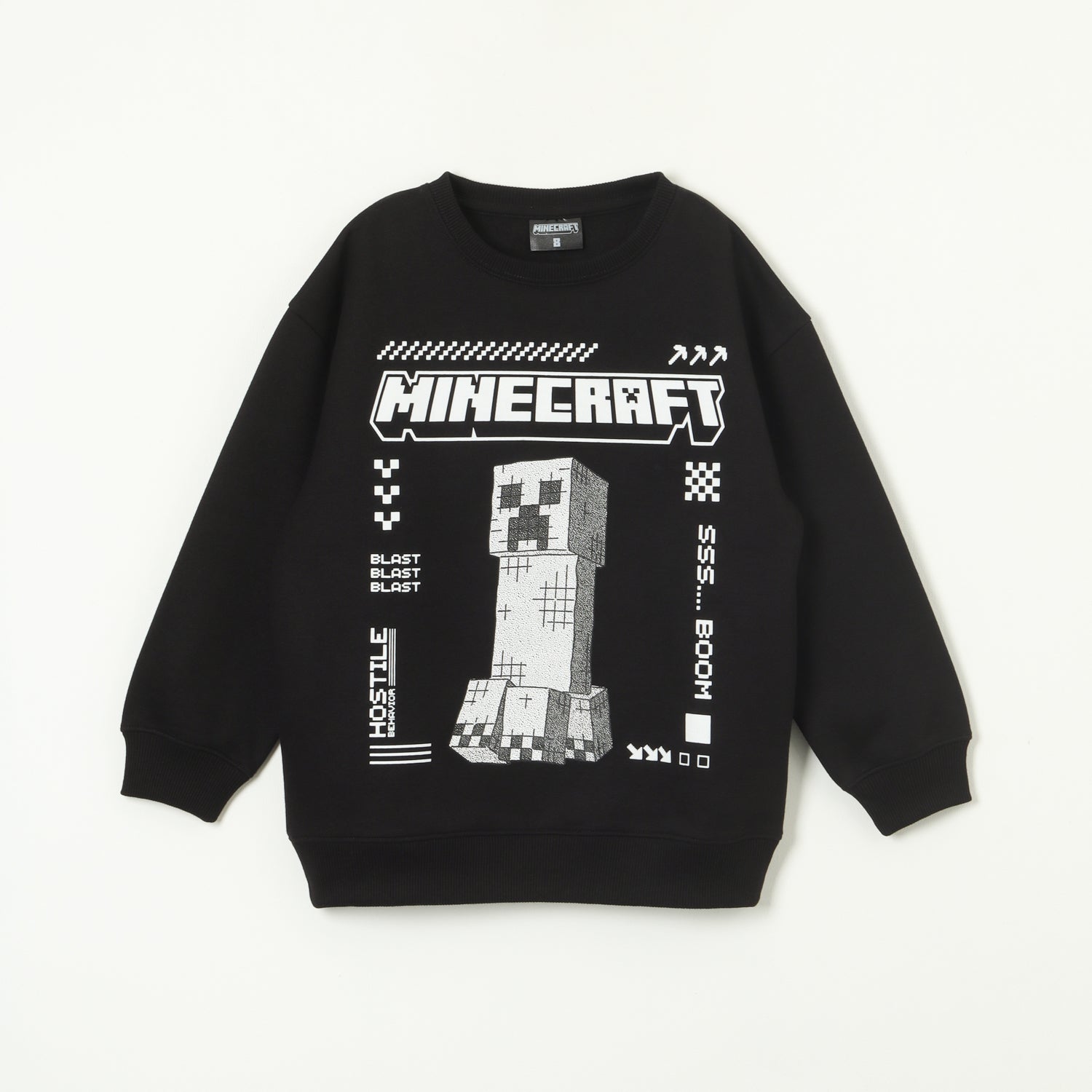 Poleron Cerrado Niño Big Logo Negro Minecraft