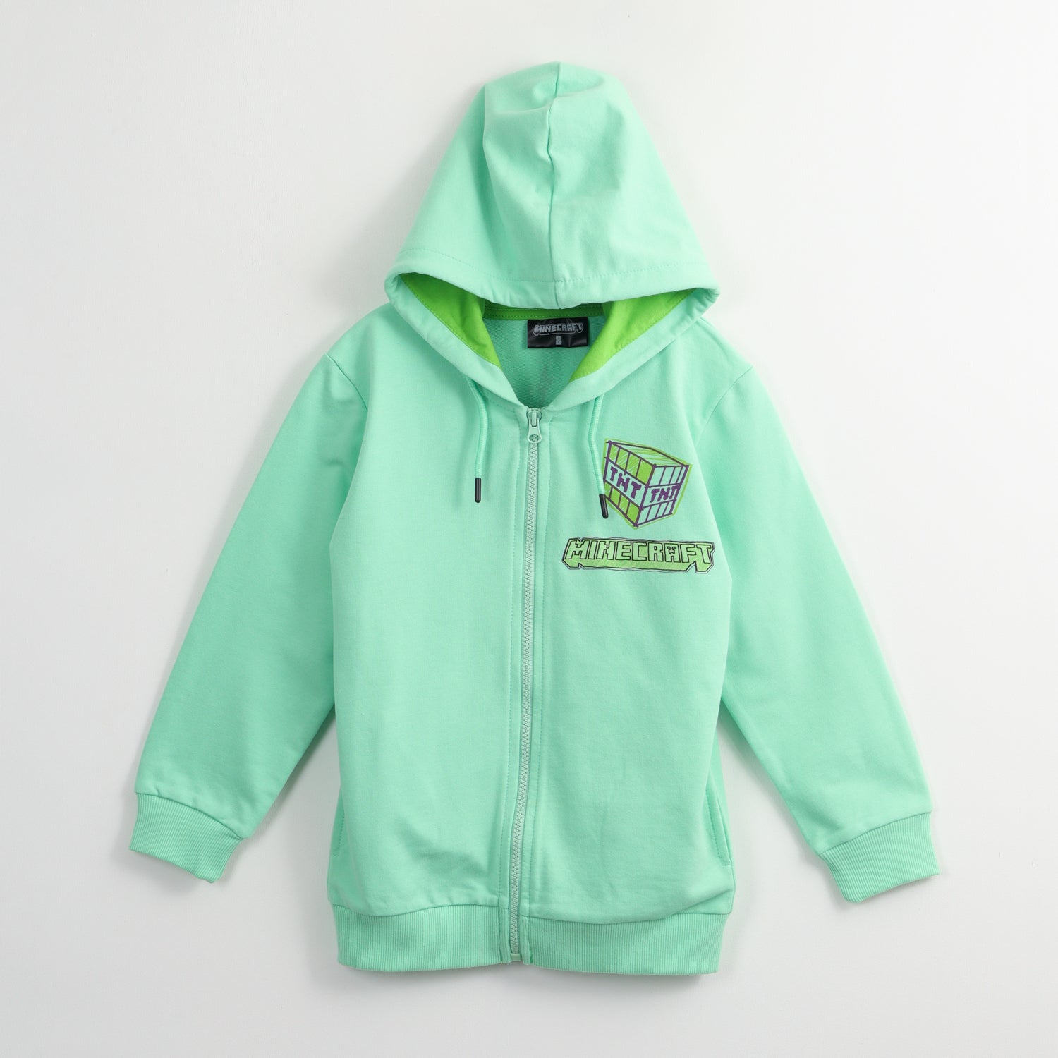 Poleron Abierto Niño Back Creeper Verde Minecraft