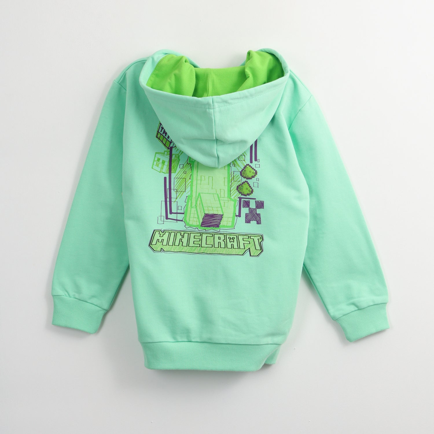 Poleron Abierto Niño Back Creeper Verde Minecraft