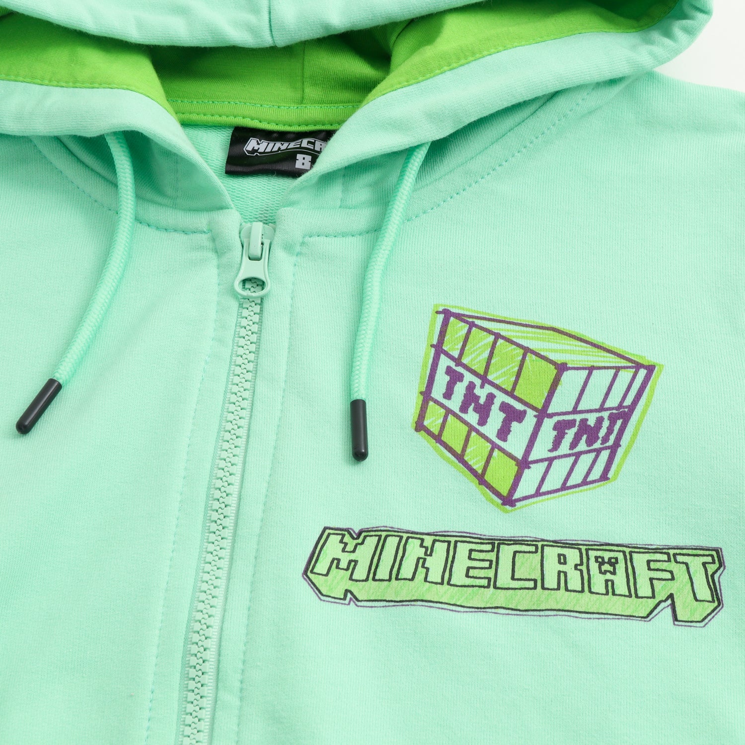 Poleron Abierto Niño Back Creeper Verde Minecraft