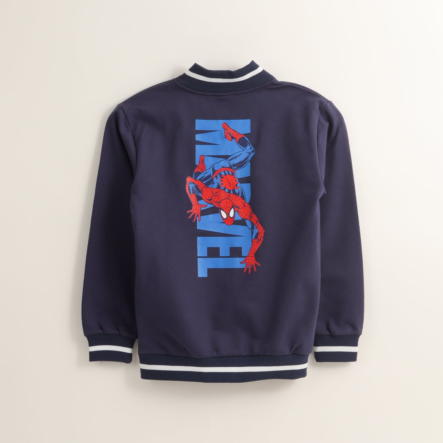 Poleron Abierto Niño Spiderman Back Spider Azul Marvel