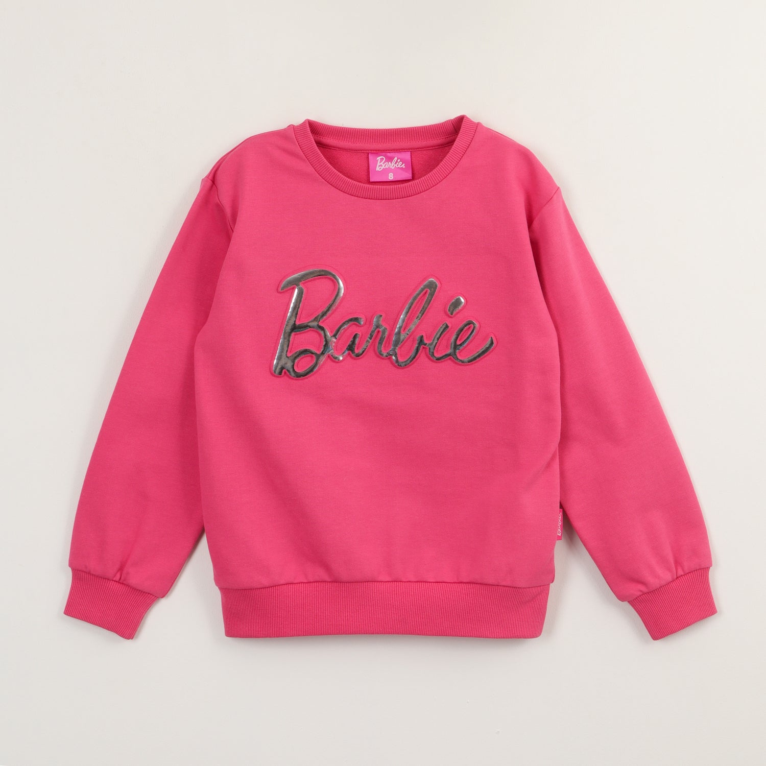 Poleron Cerrado Niña Relieve Emboss Rosado Barbie