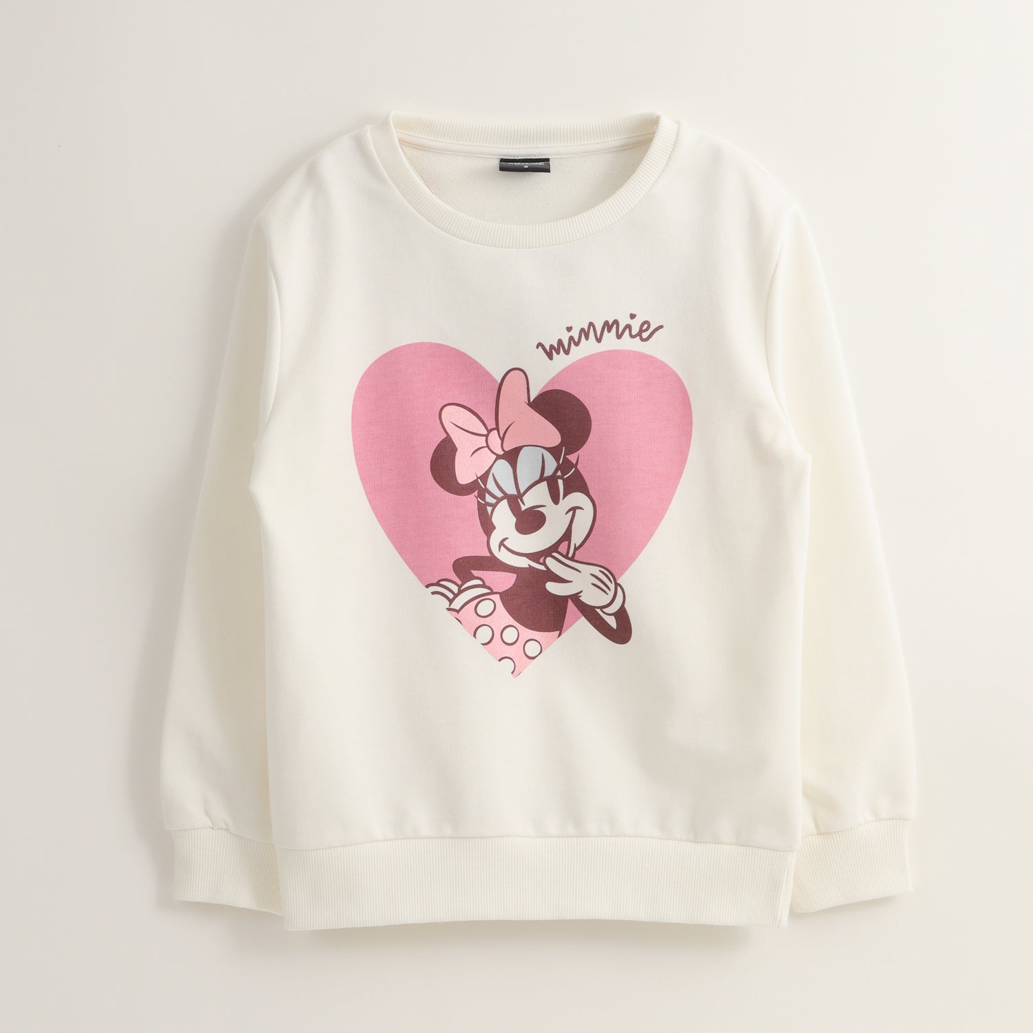 Poleron Cerrado Niña Minnie Pink Heart Blanco Disney