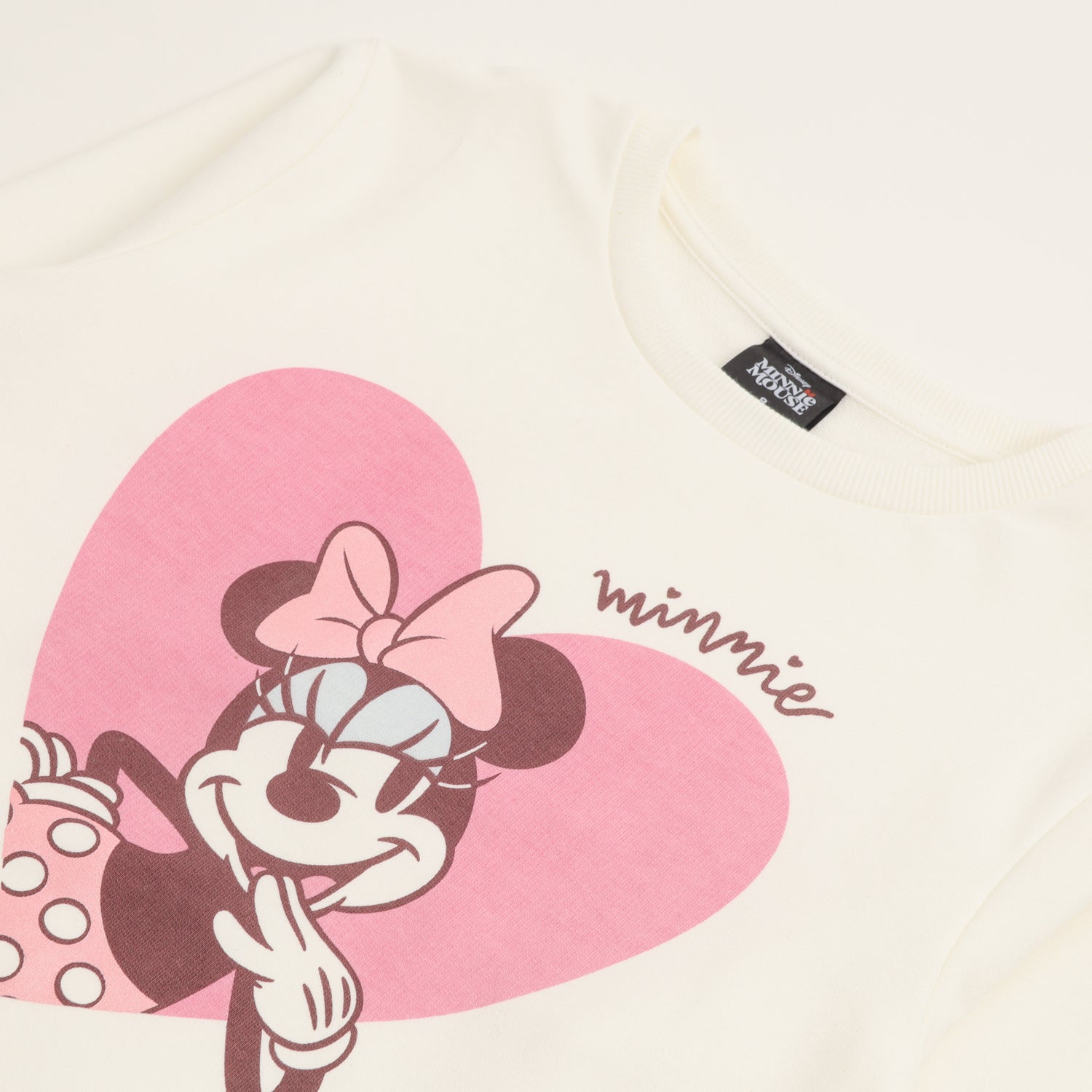 Poleron Cerrado Niña Minnie Pink Heart Blanco Disney