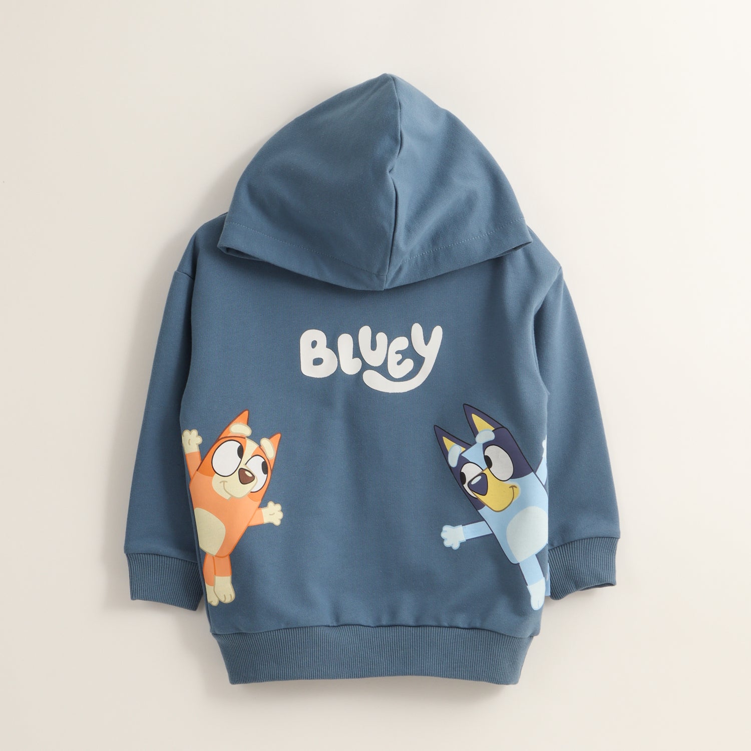 Poleron Cerrado Con Gorro Niño Look Azul Bingo Y Bluey