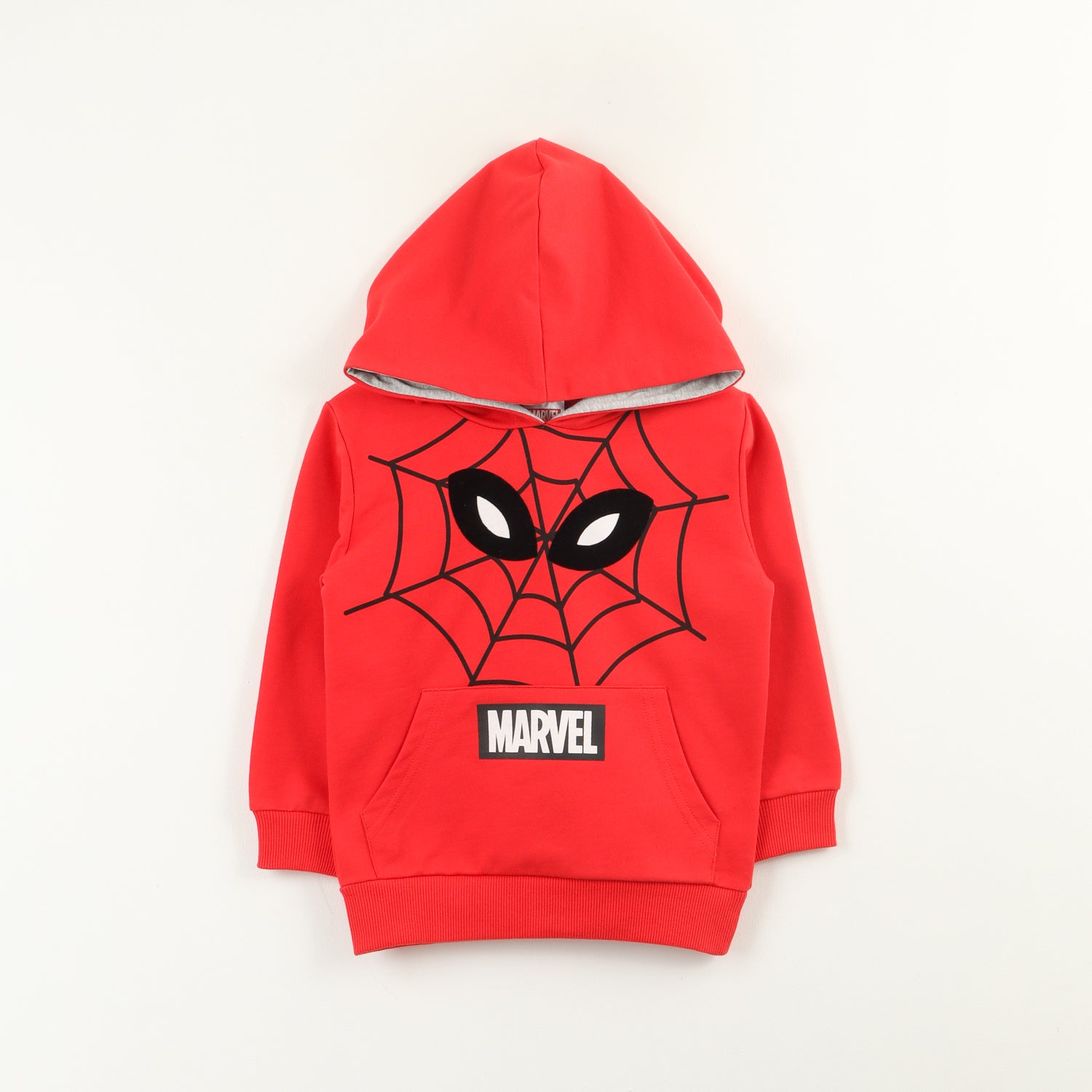 Poleron Cerrado Con Gorro Niño Spiderman Eyes Rojo Marvel