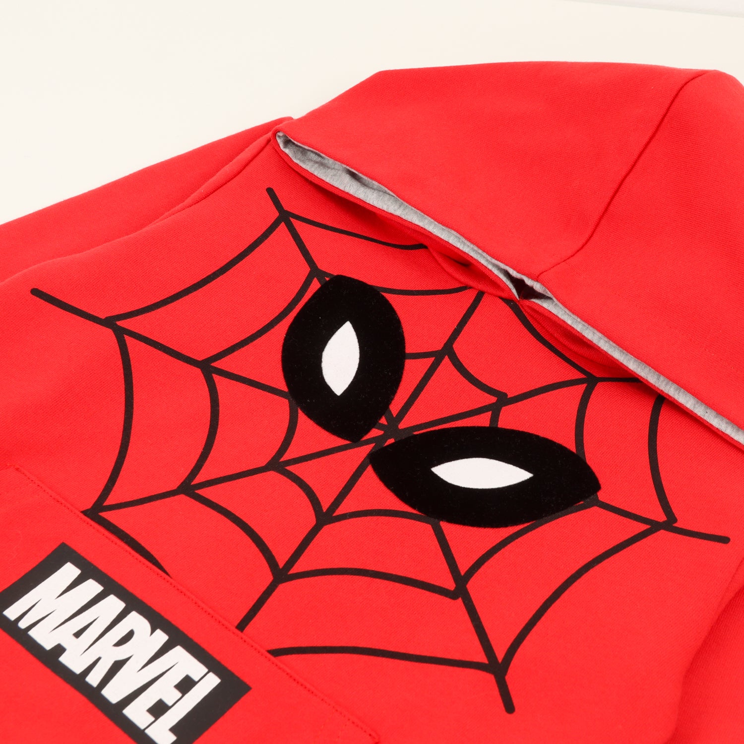 Poleron Cerrado Con Gorro Niño Spiderman Eyes Rojo Marvel