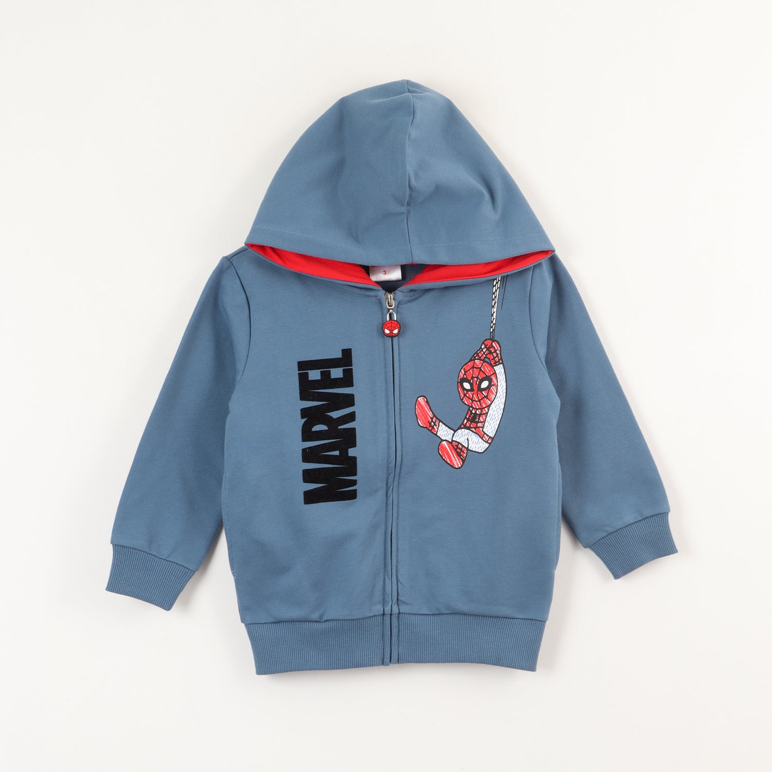 Poleron Abierto Niño Spiderman Hanging Azul Marvel