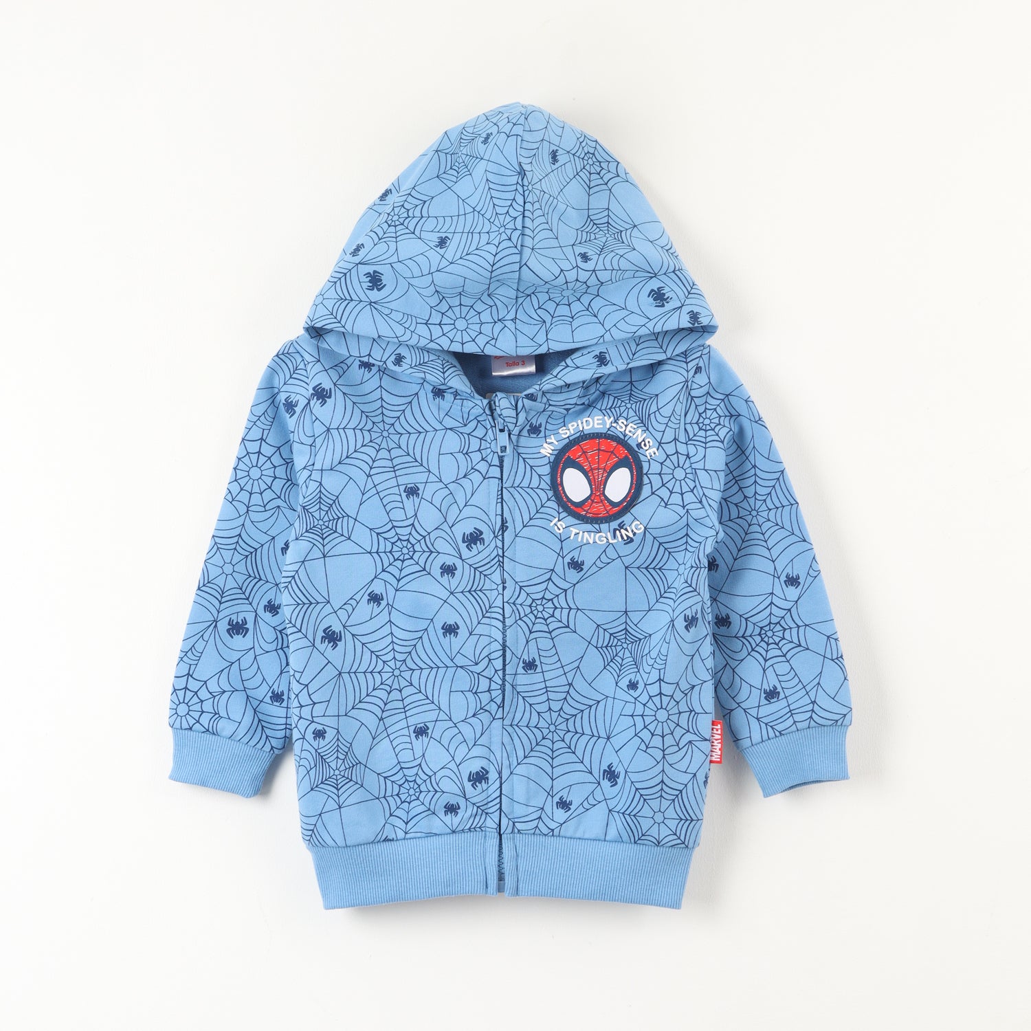 Poleron Abierto Niño Spidey Webs Azul Marvel