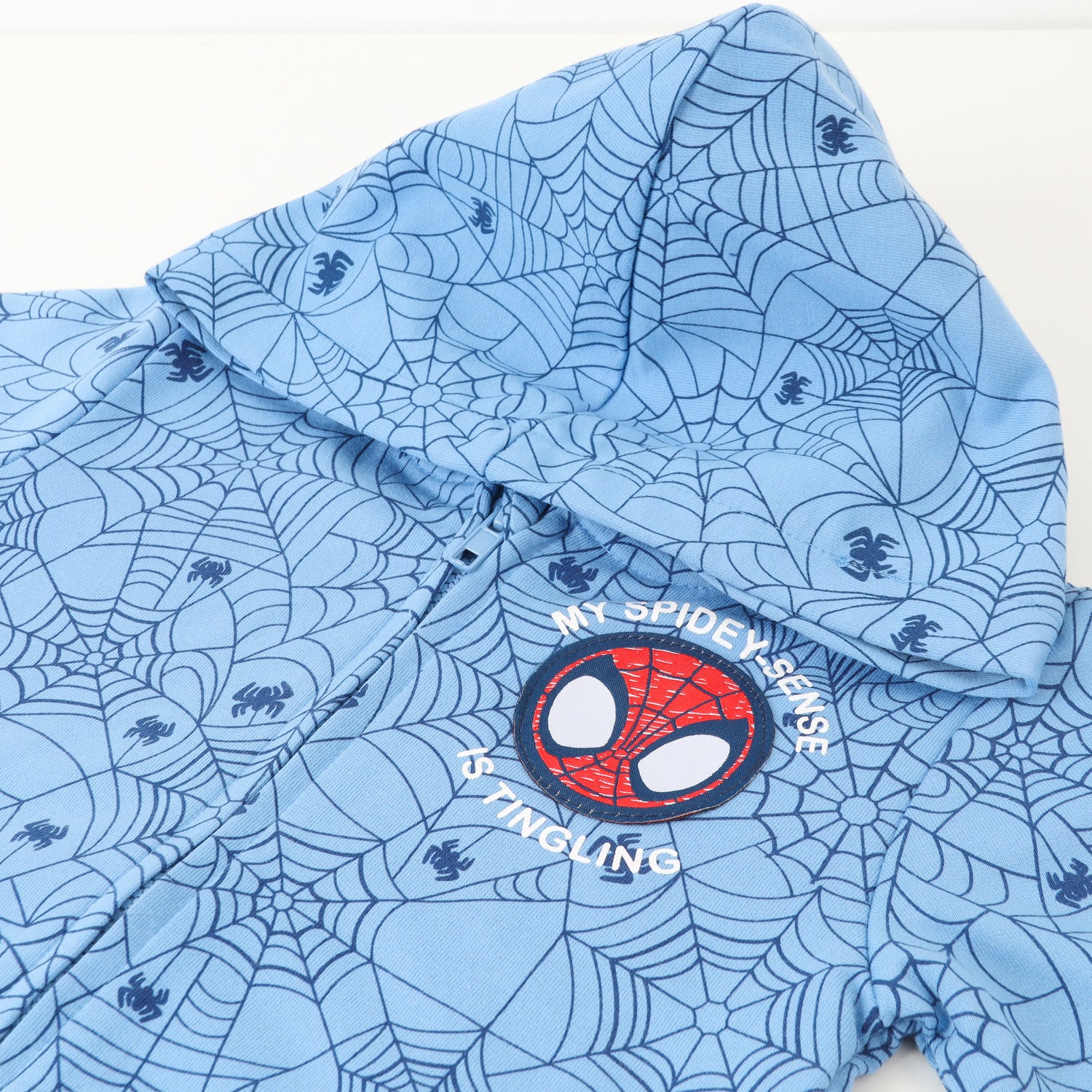 Poleron Abierto Niño Spidey Webs Azul Marvel